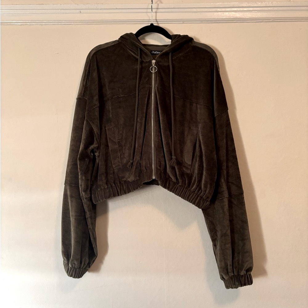 Brown/Olive Green Zip-Up Hoodie